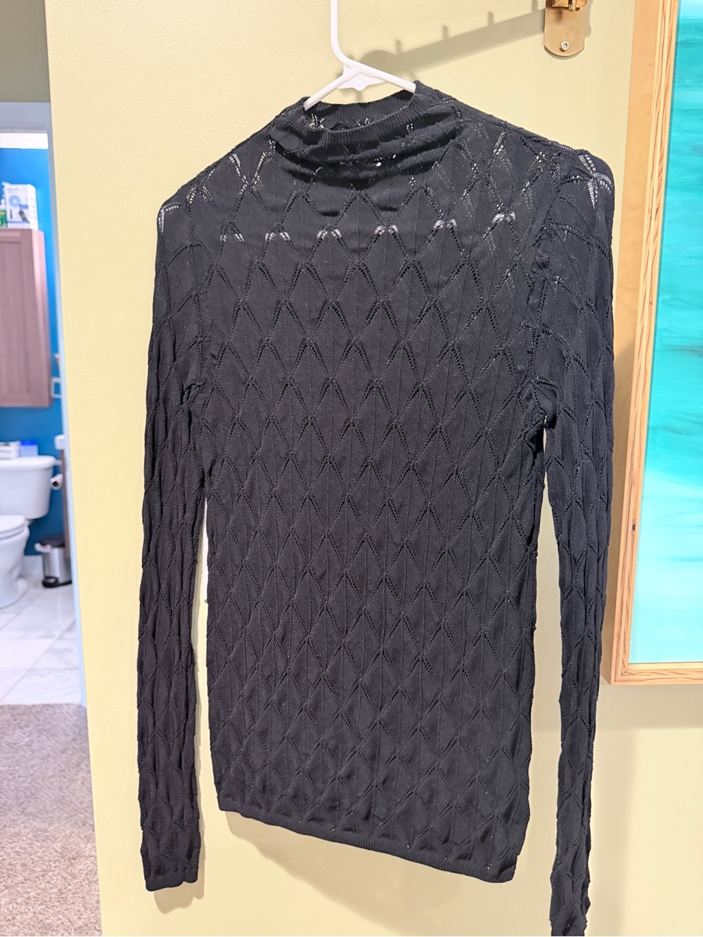 Amour Vert Black Diamond-Pattern Long Sleeve Top